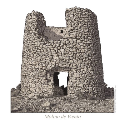 Lienzo Molino de Viento - 20x20 cm